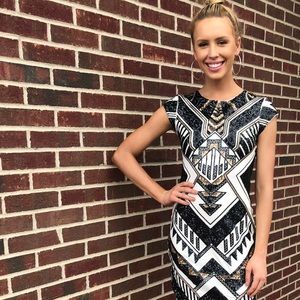 Express sequins printed cocktail dress